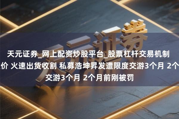 天元证券_网上配资炒股平台_股票杠杆交易机制 百秒拉抬股价 火速出货收割 私募浩坤昇发遭限度交游3个月 2个月前刚被罚